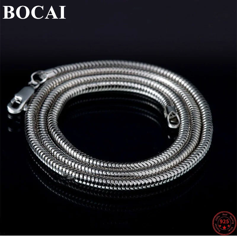 

BOCAI S925 Sterling Silver Necklace for Men Women Collarbone Snake Bone Chain 2023 New Men's Fahsion Pure Argentum Jewelry