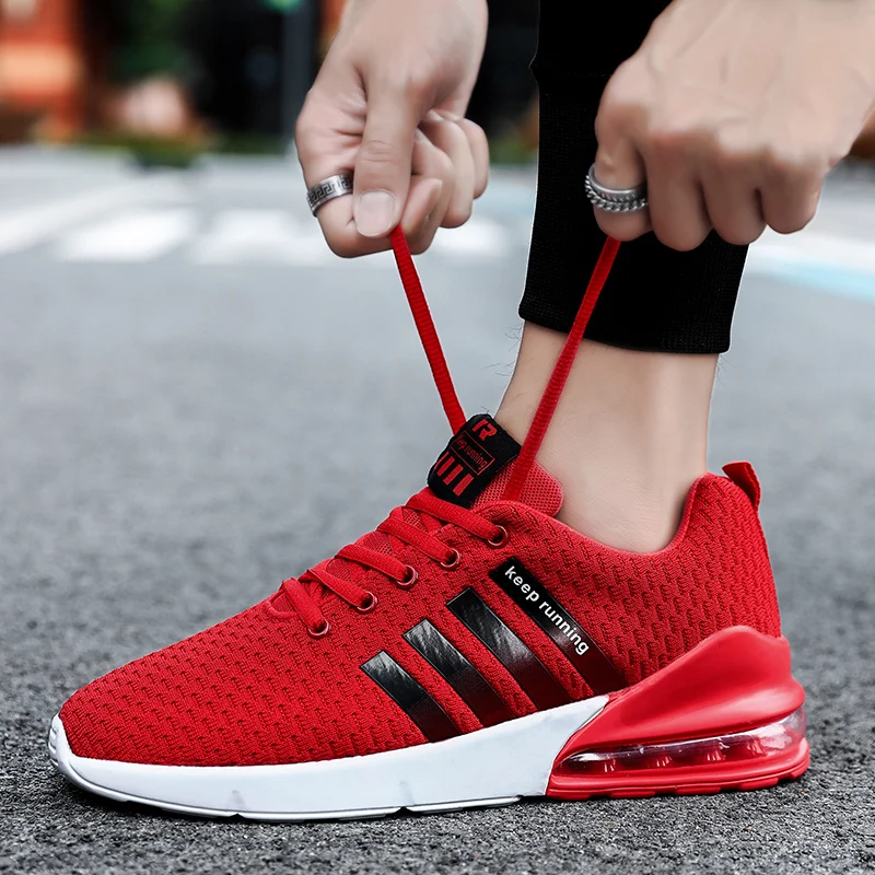 Brand Keep Running Shoes For Men Red Air Sports Shoes Fashion Knitted Men's Sneakers Outdoor Light Mens Trainers tenis masculino