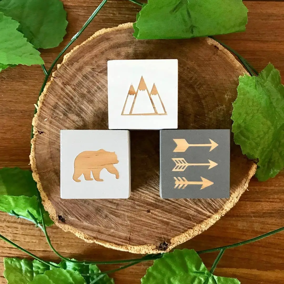 

3pcs Baby Milestone Wooden Baby Photography Background Props Children Growth Commemorative Gifts Kids Room Decoration Block Toys