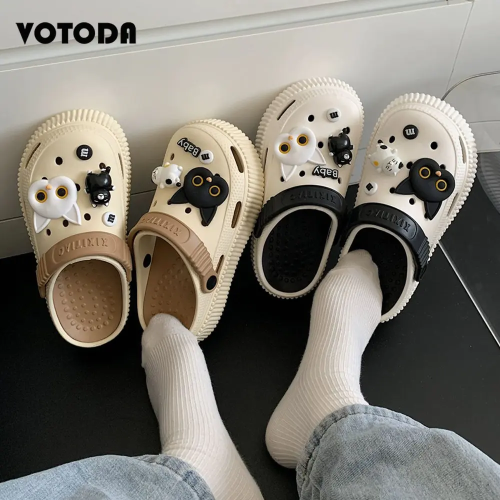 Summer Thick-soled Hole Slippers for Women Cute Soft EVA Beach Sandals Girls Fashion Platform Clogs Outdoor Slides Flip Flops