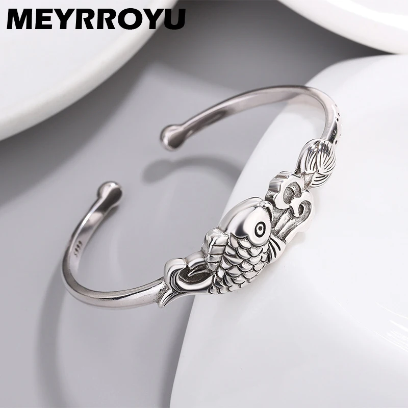 

MEYRROYU Lucky Fish Cuff Bracelet For Women Girl Vintage Fashion New Hot Jewelry Party Birthday Friend Gift pulseras mujer
