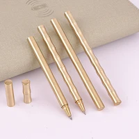 luxury quality bamboo gift rollerball pen matte golden classic brass reverse student stationery office supplies brass pen