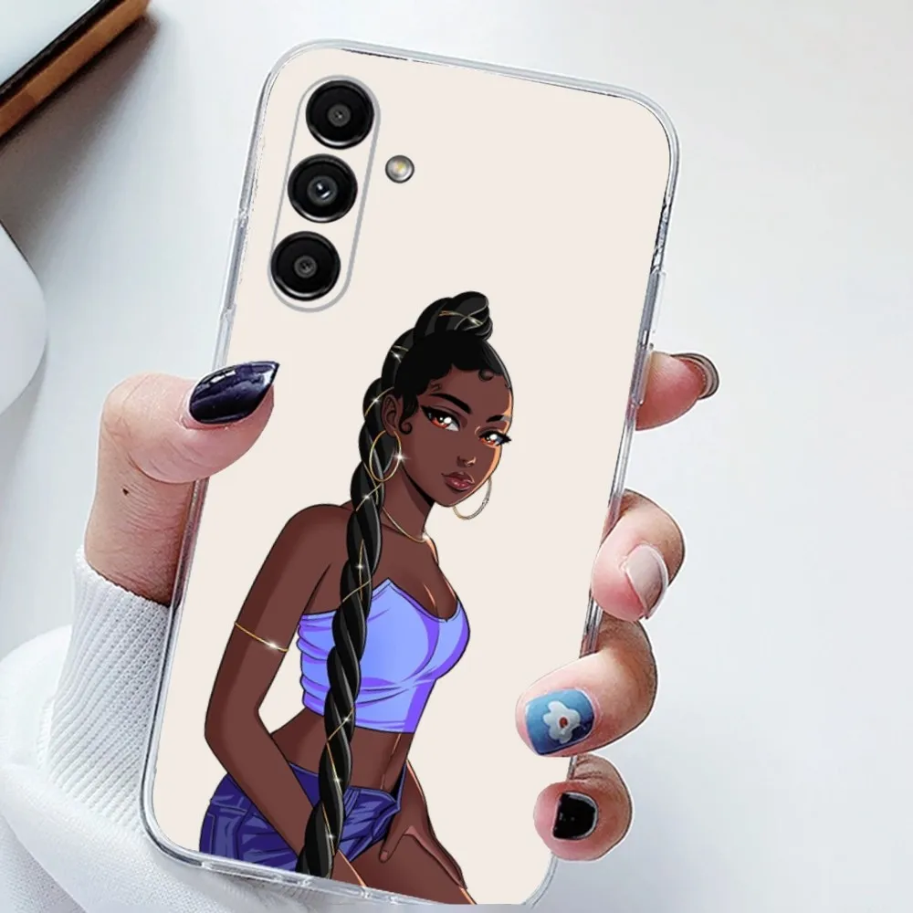Черный чехол для телефона Melanin Poppin с Африканской девушкой Samsung Galaxy A71 70 52 51 40 31 A50 30S