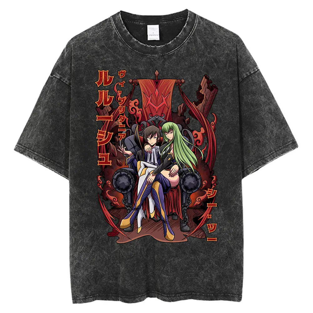 

Code Geass T Shirt Men Hip Hop Vintage Washed Oversized Y2K T Shirts for Women Streetwear Tees Unisex Summer Clothing