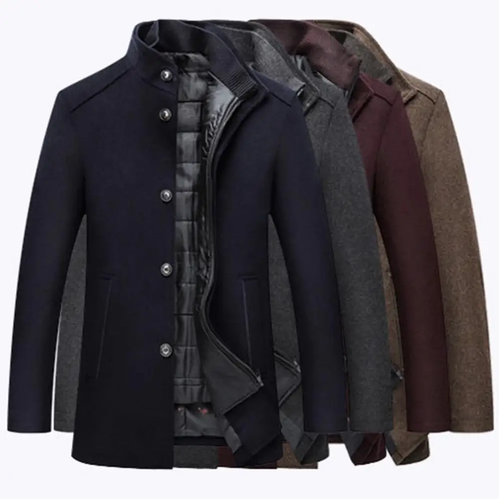 

Stylish Winter Overcoat Outerwear Long Sleeve Windproof Woolen Coat Daily Clothing