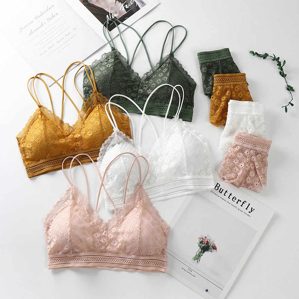 

ZUZZEE Women Lace Bra Sets Seamless Underwear Backless Vest Sexy Panties Padded Intimates Bralette Lingerie Ultrathin Briefs