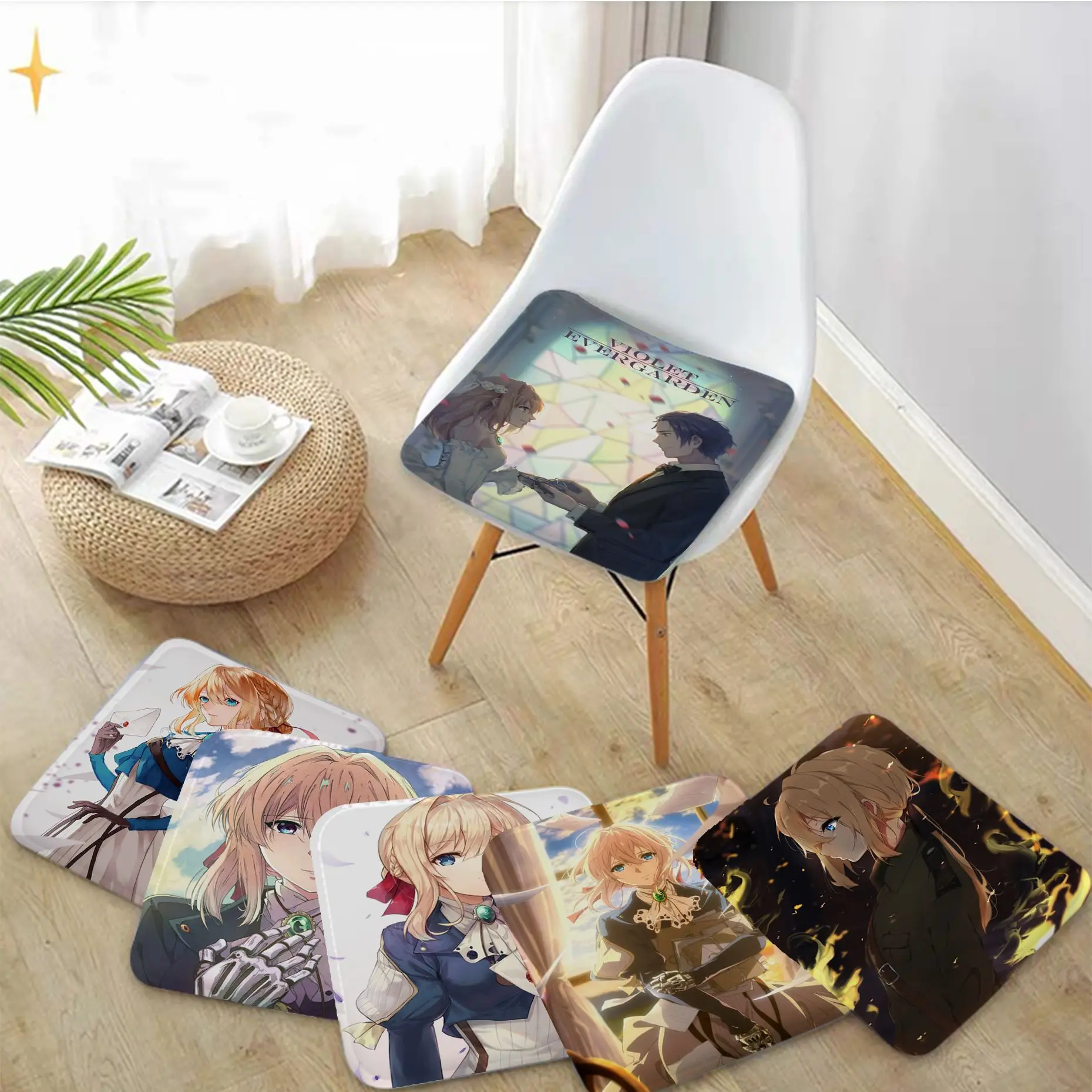 

Violet Evergarden Art Dining Chair Cushion Circular Decoration Seat For Office Desk Stool Seat Mat