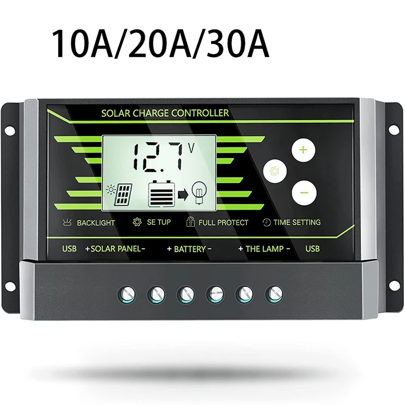 

Solar Charge Controller 12V 24V Solar Controller With USB Connection LCD Backlight Suitable For Motorhomes