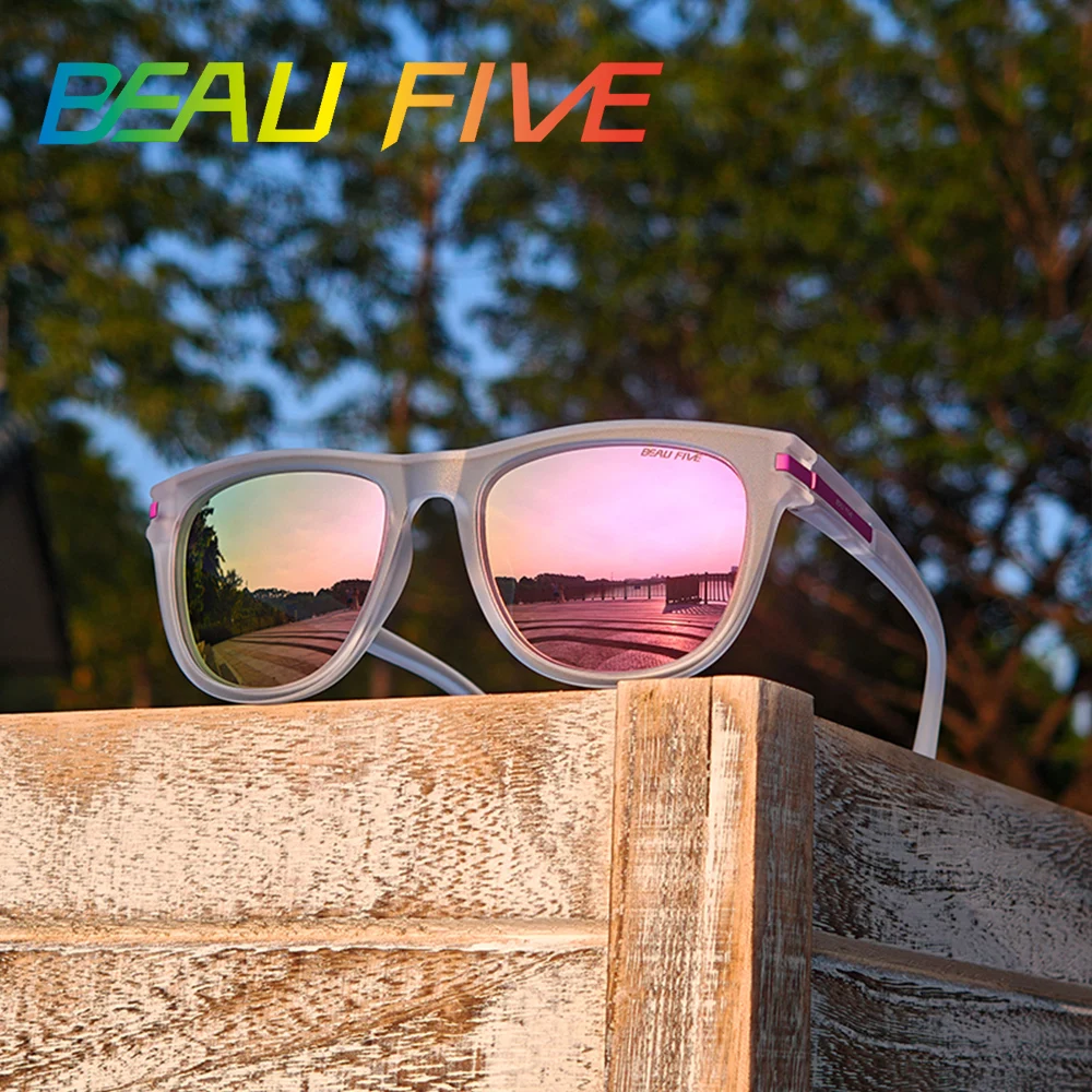 Фото Солнцезащитные очки BEAU FIVE с поляризацией и защитой от ультрафиолета, квадратные, унисекс - HD Vision для спорта и повседневного использования B01 №2