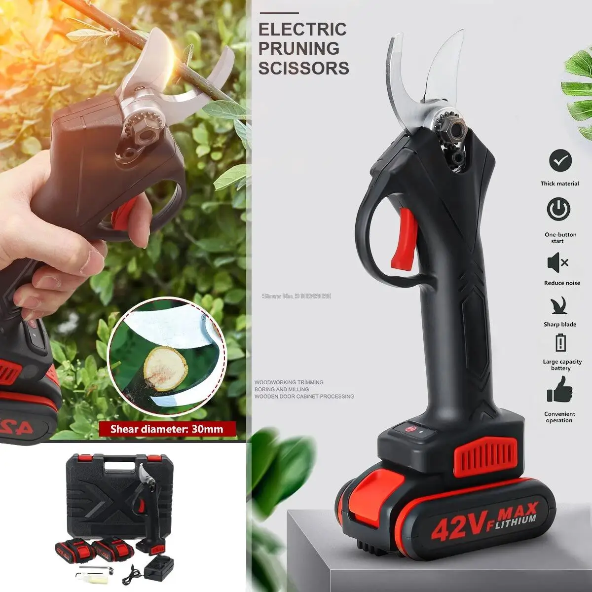 Rechargeable Pruning Shears Electric Pruning Shears Garden Pruning Shears Cutting Tool 1/2 Battery