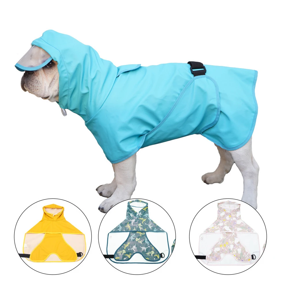 

Pet Dog Raincoat Waterproof PU Clothes for Medium Small Dogs Rainy Season Outing Rainwear Outdoor Dog Waliking Accessories