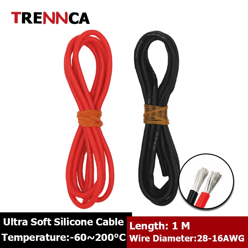 1 шт. силиконовый кабель для автомобильных аккумуляторов 28-18 AWG