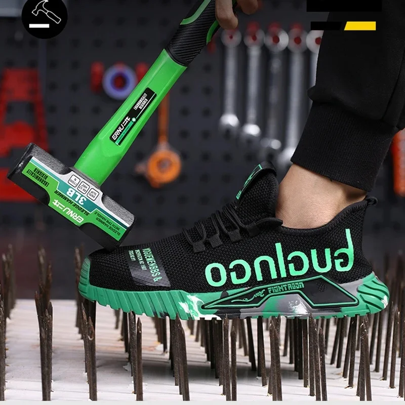 Защитные кроссовки для мужчин легкие дышащие защита от проколов работы