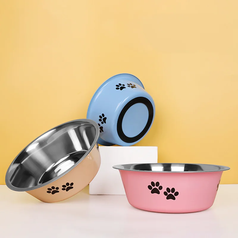 

Non-slip Dog Bowls For Small Medium Large Dog Feeder Bowls Drinkers Stainless Steel High Capacity Pet Feeders Dogs Accessories