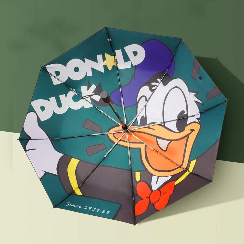 

Полностью автоматический зонт Disney с Дональдом Даком, мультяшный простой зонт от солнца, складные запасные зонтики с маргариткой, с внутренним принтом, подарок для девушки