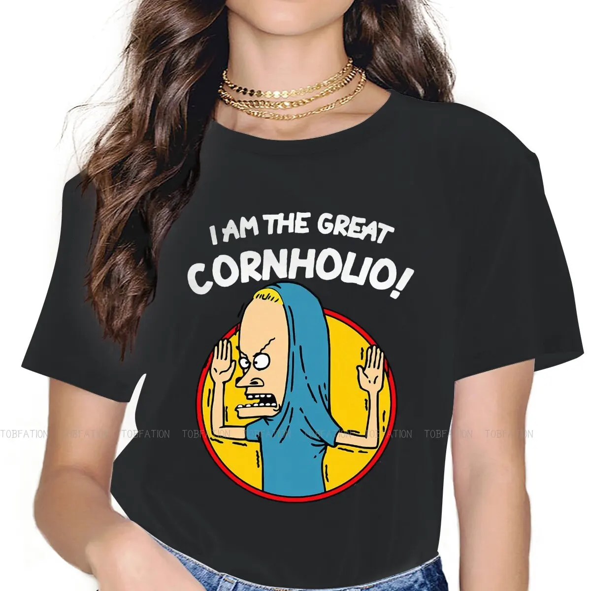 

Футболка женская оверсайз с надписью «I Am the Great Cornholio Essential»