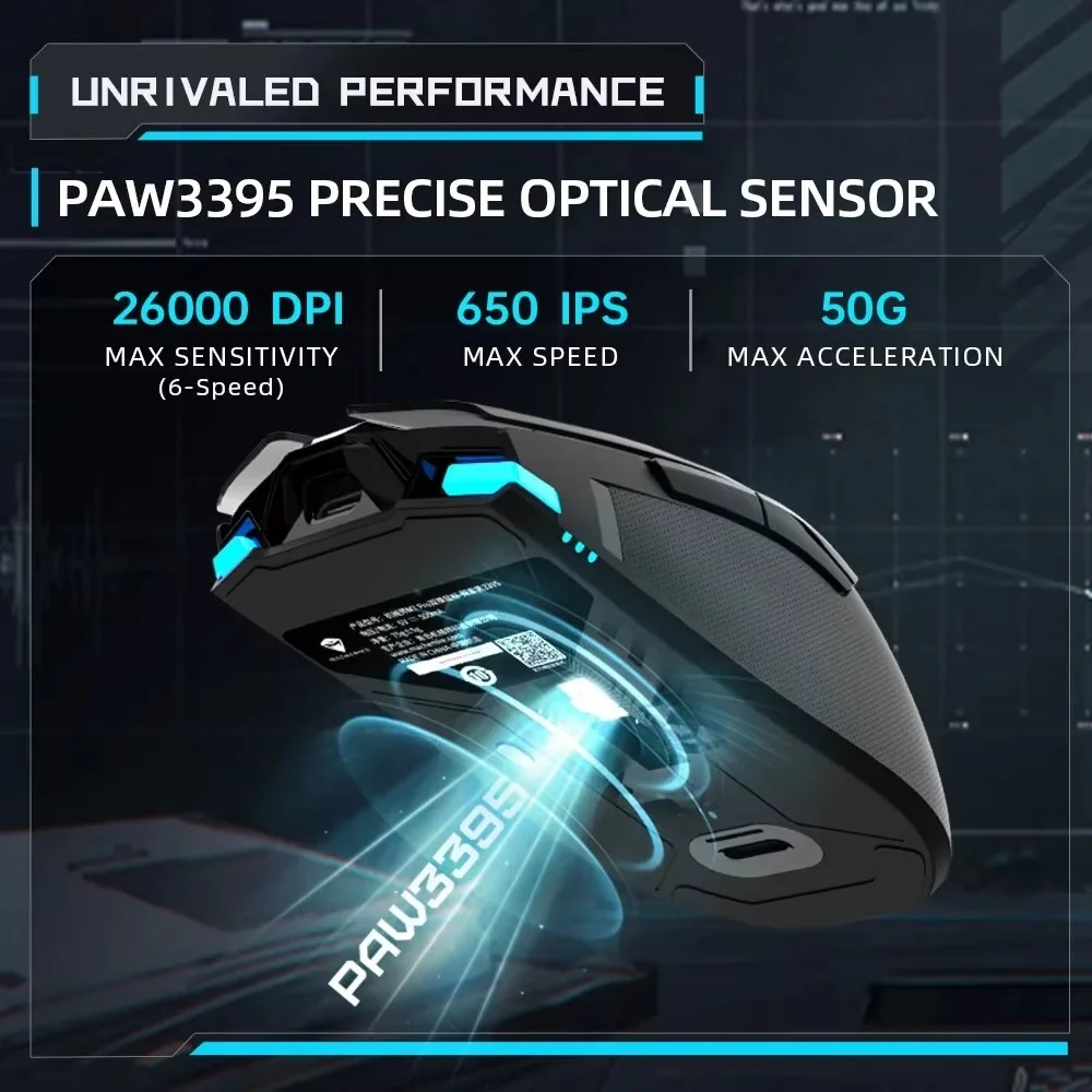 Игровая мышь Machenike M7 Pro двойной режим 2 4 ГГц беспроводная PAW3395 26000 точек на дюйм 650 IPS