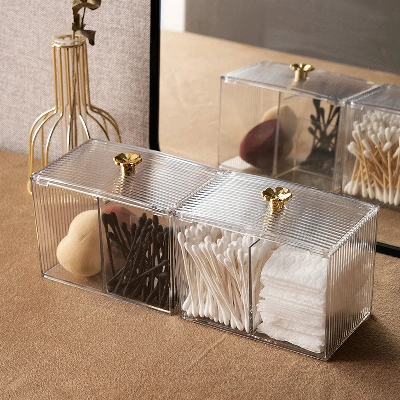 

Acrylic Cotton Swab Storage Box Desktop Dust-Proof Transparent Makeup Removal Cotton Lipstick Cosmetics Organization Manager