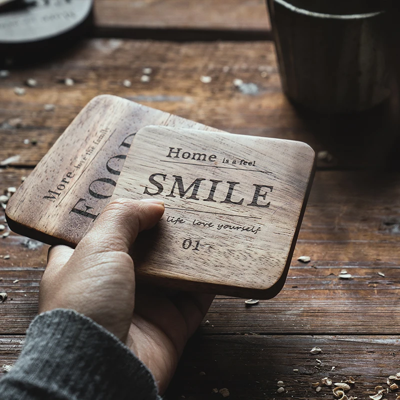 

Retro Solid Wood Non-slip Coaster Coffee Cup Insulation Cup Holder Cafe Supplies Home Decoration