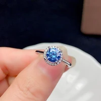 real blue color moissanite ring adjustable resizable gemstones 925 silver for women girlfriend birthday present