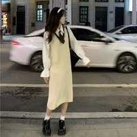 womens long dress korean fashion sleeveless v neck dresses loose knit vest maxi dress