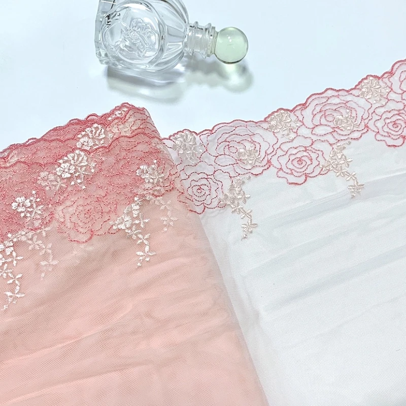 

30Yds Fashion Embroidery Lace Trim DIY Bra Accessories Pink Purple Lace Ribbon Fabrics for Clothes Sewing Crafts