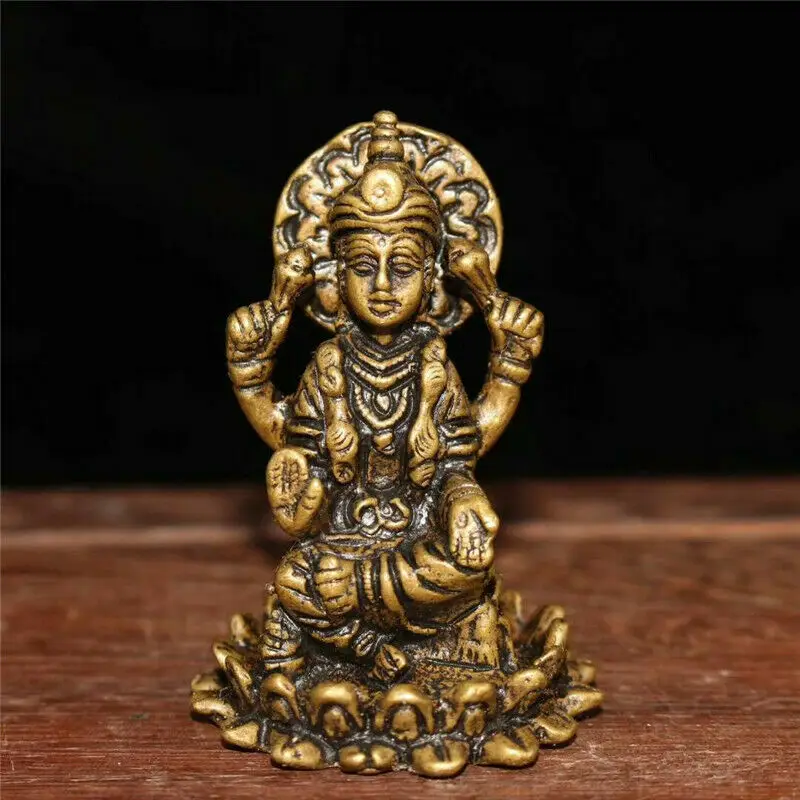 

Тибетская буддистская статуя Будды авалокитествара из чистой меди, четыре руки