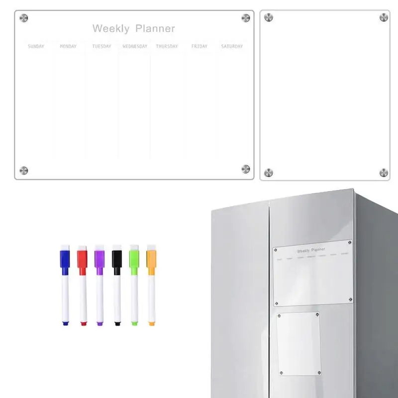 

Магнитная доска для письма с еженедельным планом, еженедельная зеркальная портативная магнитная доска для сухого стирания холодильника