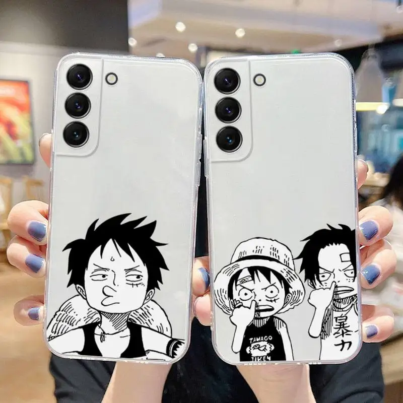 Чехол для телефона One Piece Luffy с забавными выражениями для Samsung Galaxy S22 S21 Ultra S20 S30 FE S8 S9 S10 5G Plus Lite, мягкий прозрачный