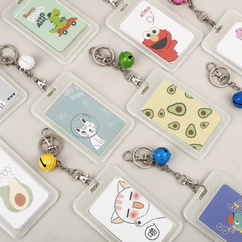

Simple Bus Meal Card ID Set Creative Cartoon Cute Plastic Student Fashion Bell Keychain Card Set Card Holders Card Pocket 2022