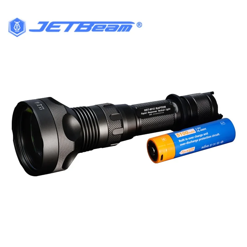 

Original JetBeam RRT-M1X Laser LED Flashlight WP-T2 450LM Max 2300M Powerful Flashlight with 21700 Battery for Camping Hunting