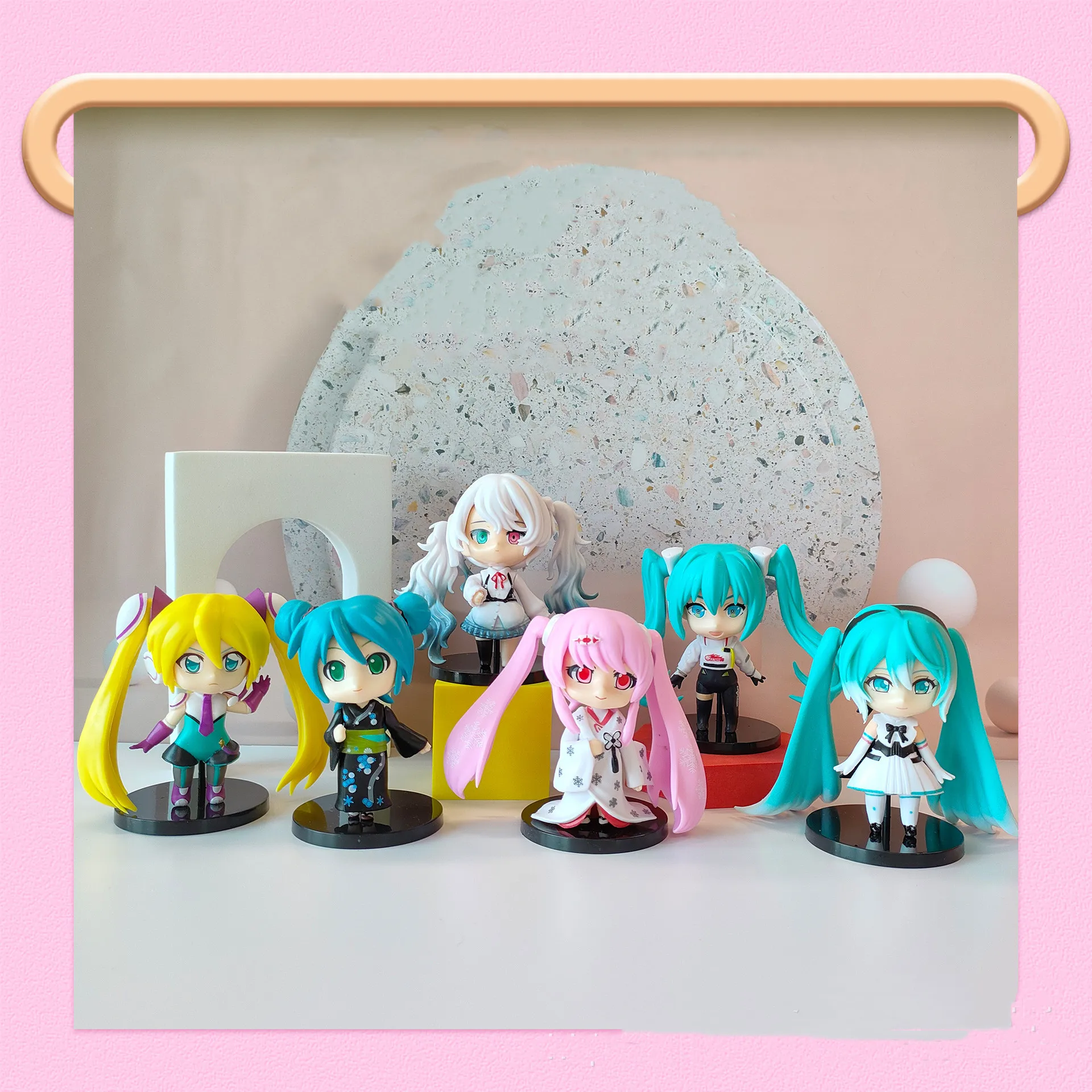 

6 Styles 9CM New Anime Toys Miku Kimono Kawaii Q version Sakura Action Figure PVC Model Doll Ornaments Gifts for Kids