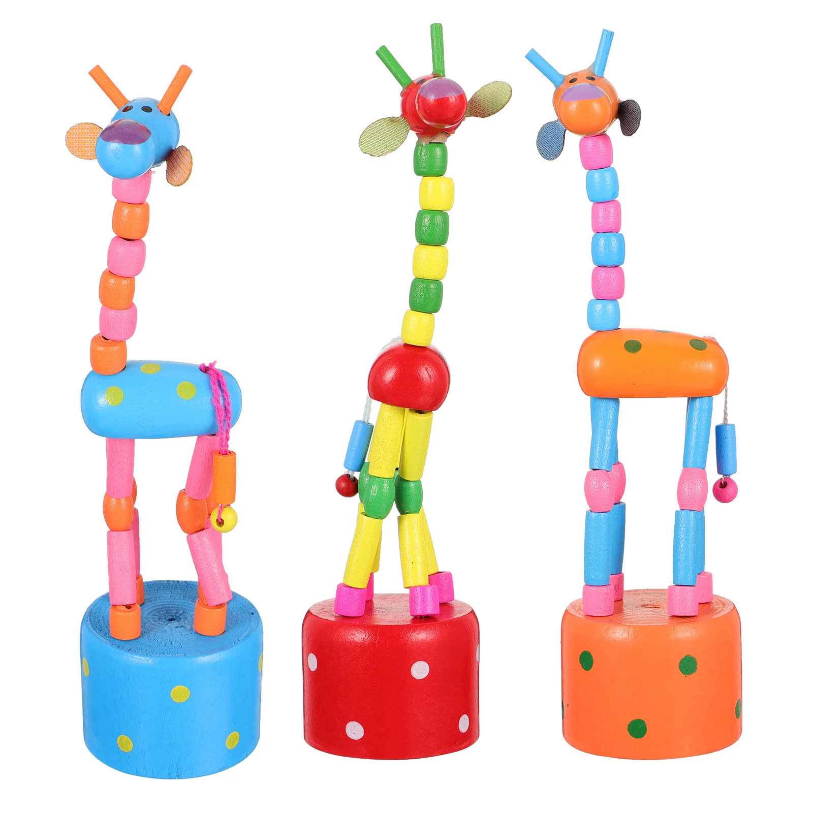 

3 Pcs Giraffe Ornaments Home Decoration Animal Swing Toys Educational Playthings Gift Wooden Colorful Cartoon Lovely Kids Child
