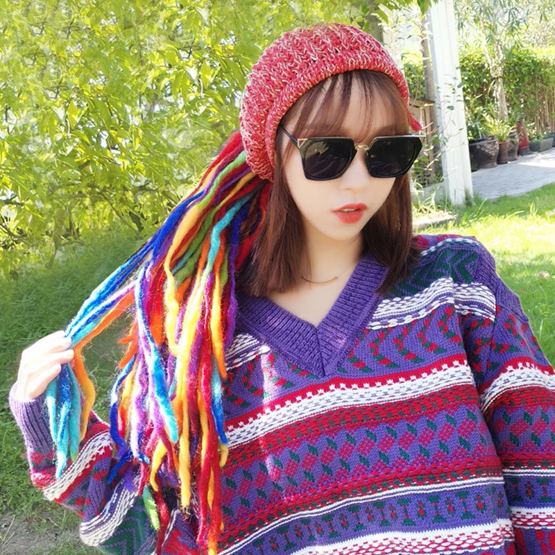 TIYIHAILEY шерстяные зимние теплые шапки ручной работы женские красочные черепа с