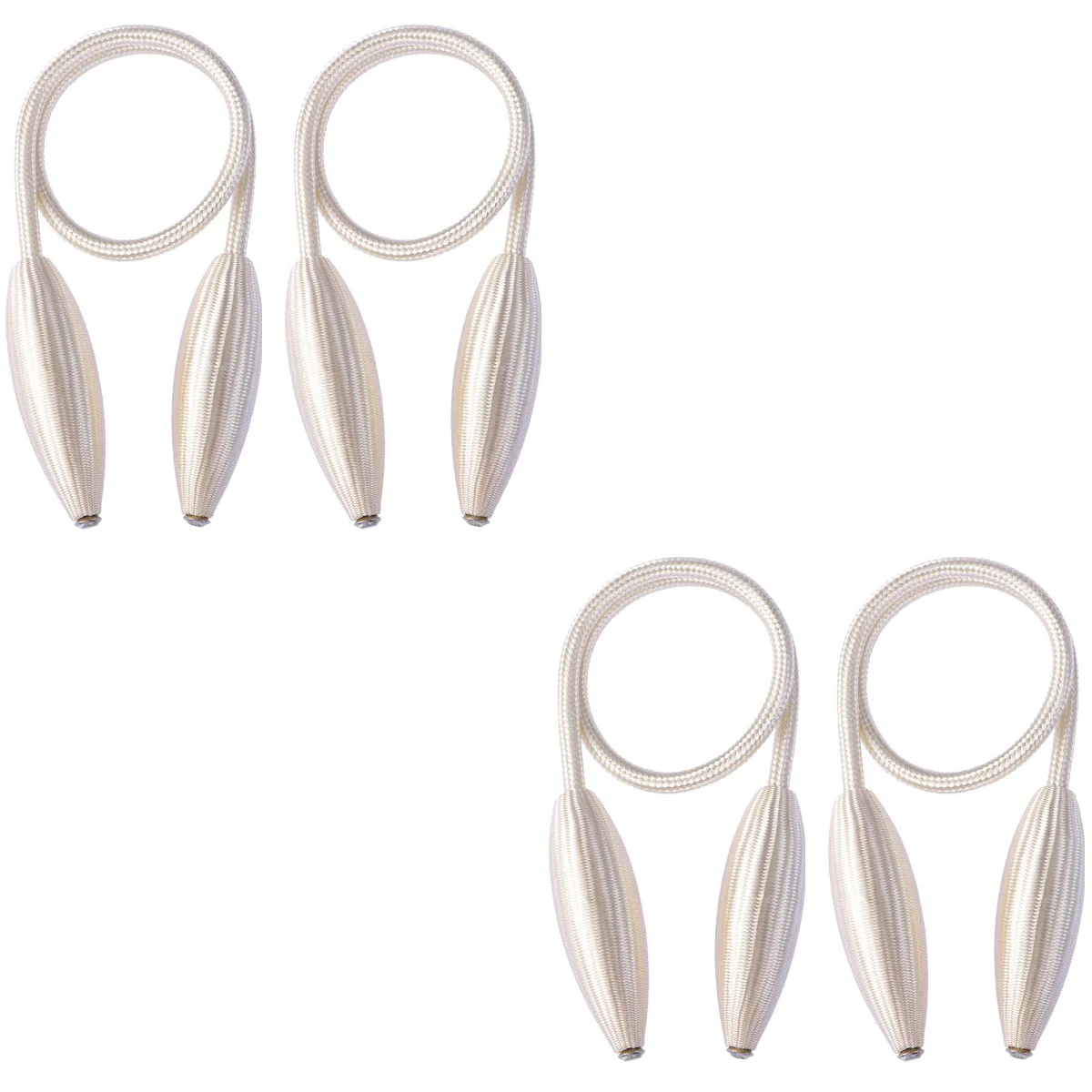 

4 pcs Curtain Tiebacks Drapery Tie Backs Decorative Rope Holdbacks Holder (Beige)