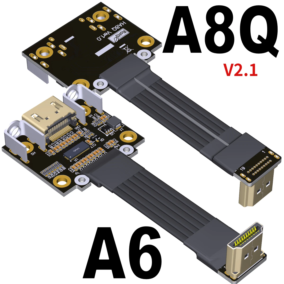 

Удлинительные кабели типа A-A 24P HD 2,1 штекер-гнездо, плоские ленточные удлинители 4K/144Hz FPC FPV GPU HD V2.1, удлинитель аудио и видео w Re-Driver IC