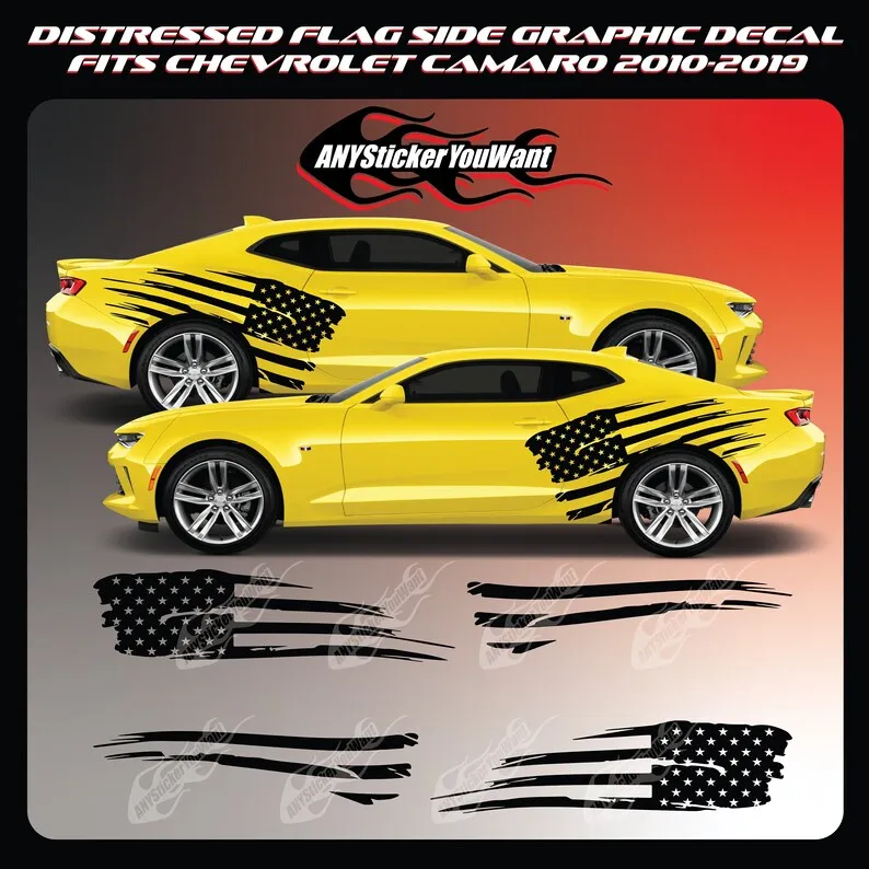 

Состаренная виниловая наклейка с флагом США для Chevrolet Camaro 2010-2019