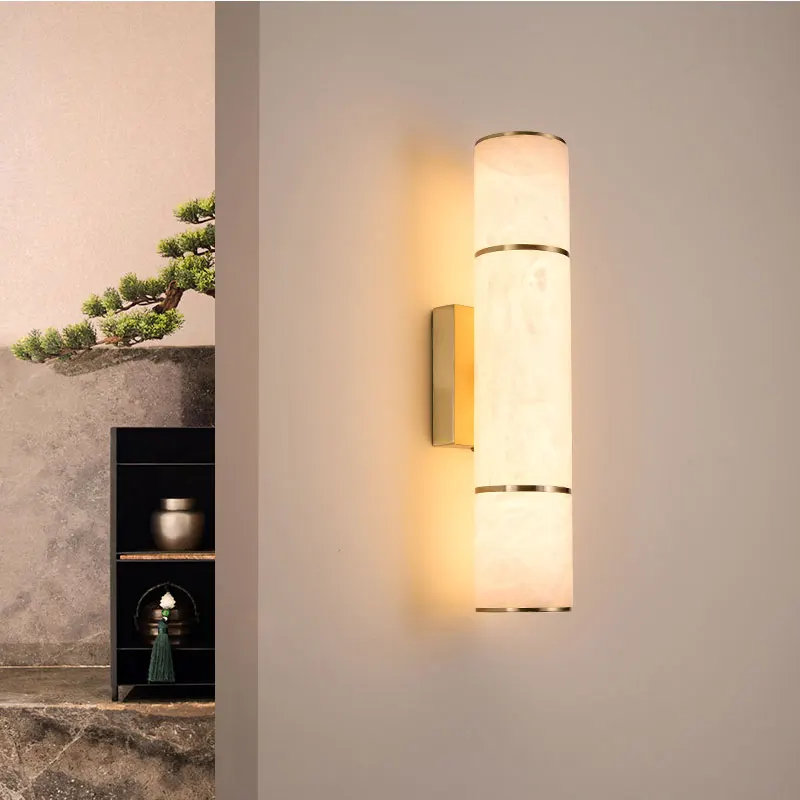 

Luxury Marble Wall Sconce LED Modern Copper Gold Wall Lamp Bedside Lighting Fixture 110 240v for Bedroom Hotel Corrid Decoration