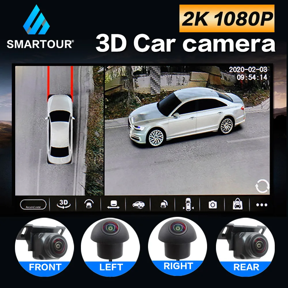 Universal 3D Bird View 360 Degree Surround Camera AHD 1080P Rear / Front / Left / Right Accessorie For Car Android Radio