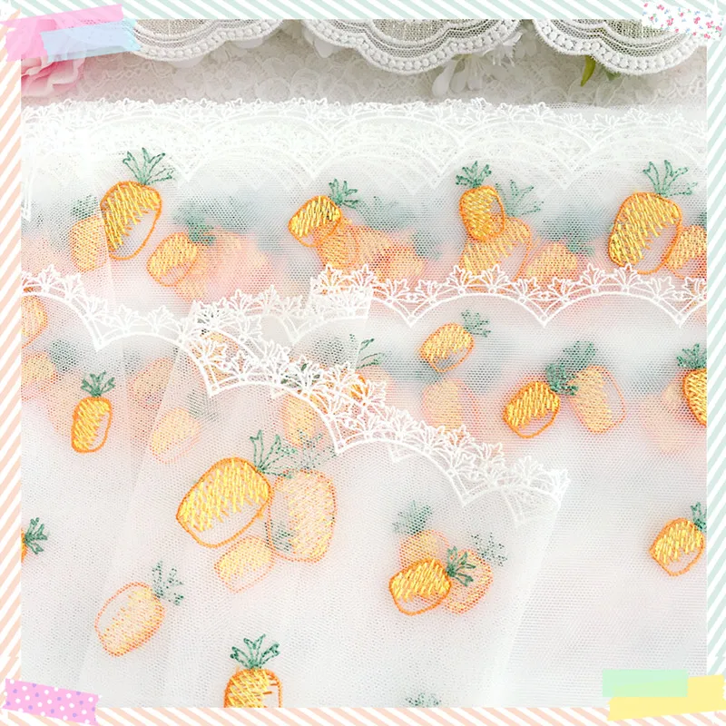 

20Yards Pineapple Embroidered Lace Sexy Style White Tulle Mesh Fabric Embroidery Trim Lace For Lingerie 18cm Wide