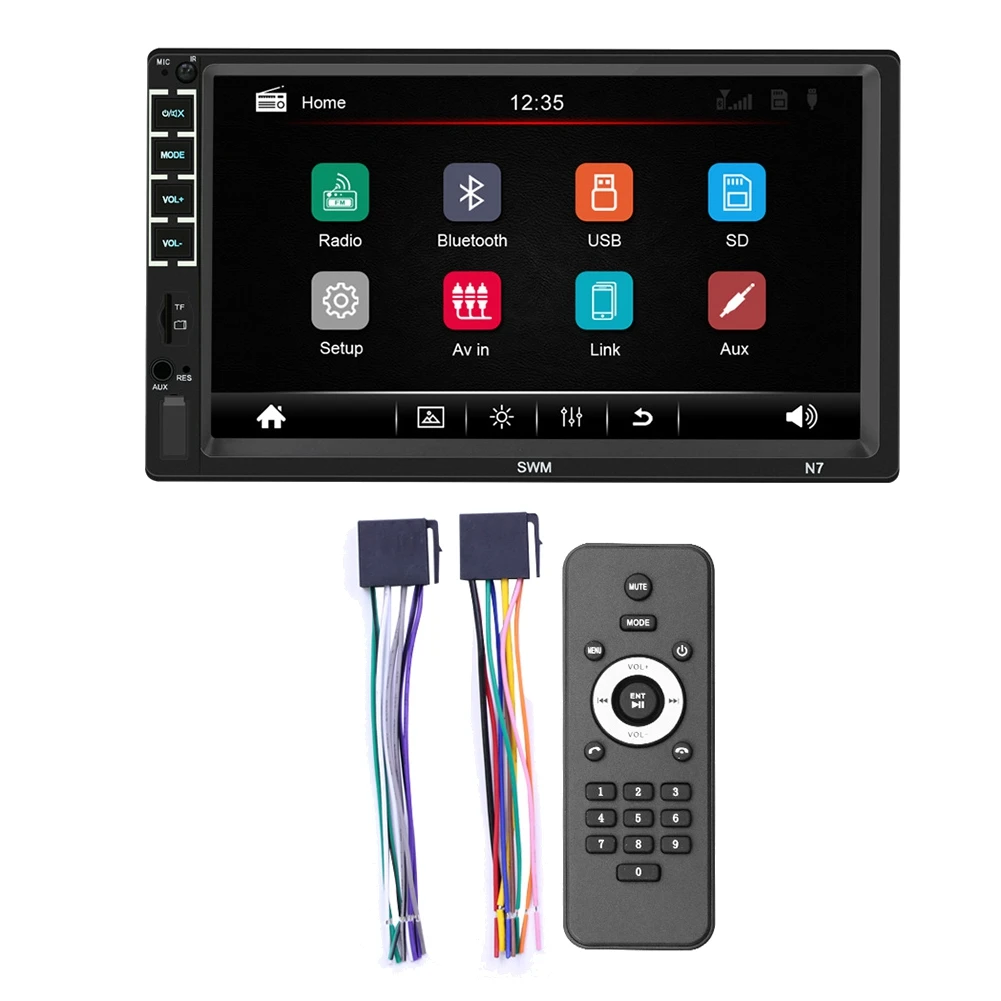 

SWM 7inch Car Stereo Double Din Touch Screen Car Radio Audio Receiver FM Radio Bluetooth Video Remote Control MP5/4/3 Player
