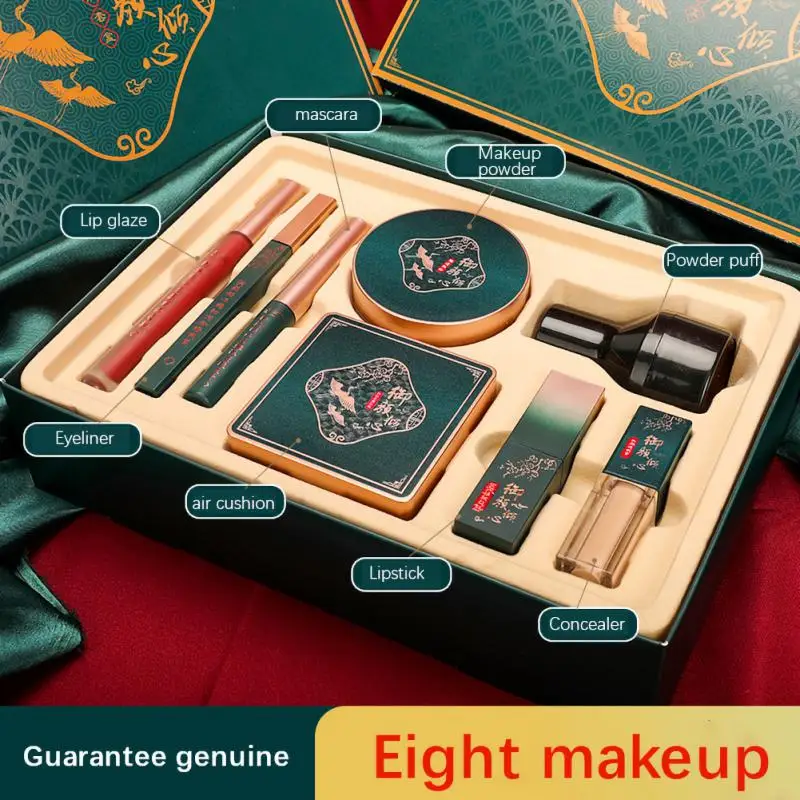 

Chinese Style Makeup Set Gift Box Eyeliner Lipstick Concealer Air Cushion BB Cream MascaraWomen Make Up Tool Kit TSLM1