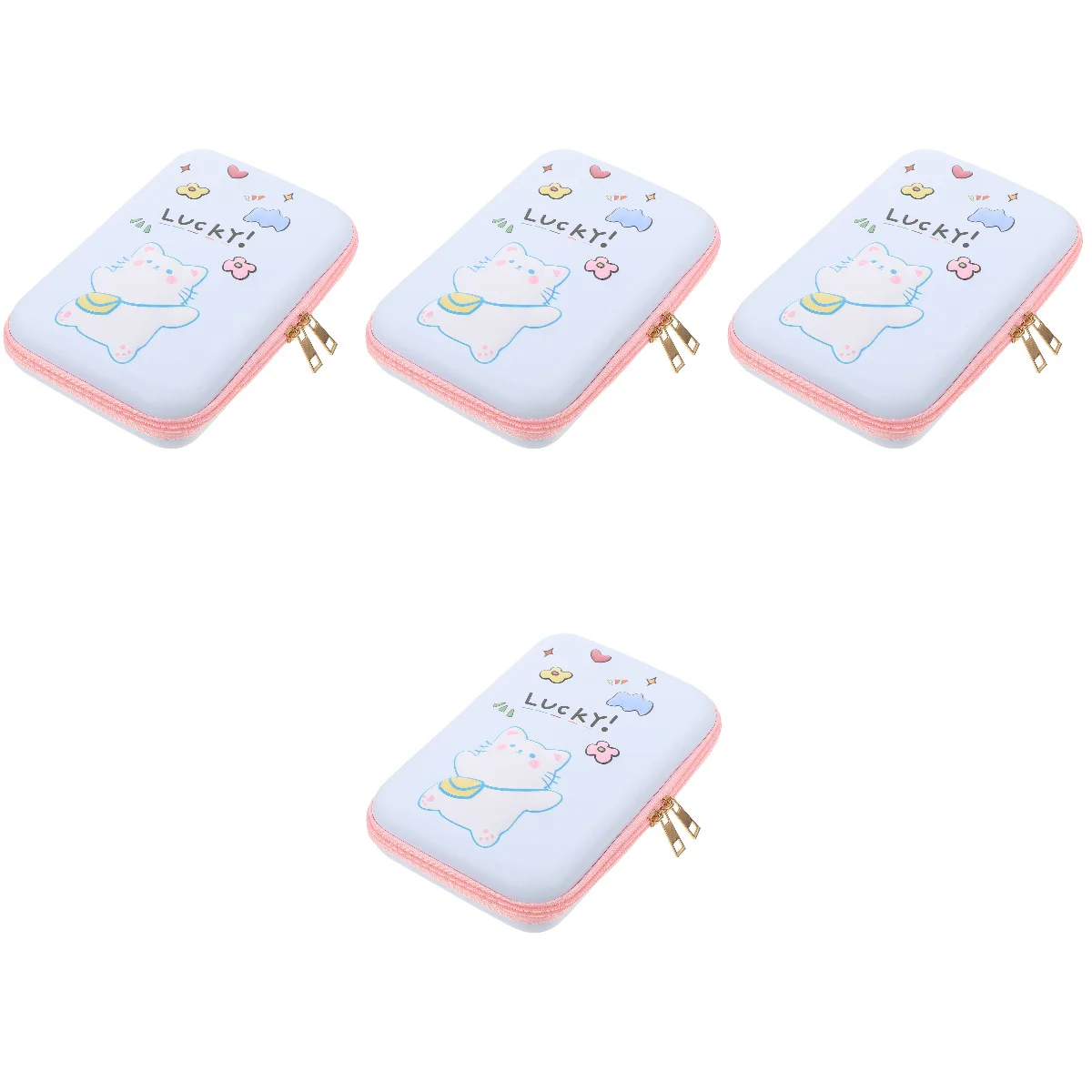 

4pcs Cartoon Pen Portable Storage Bag Students Pen Bag Organizer