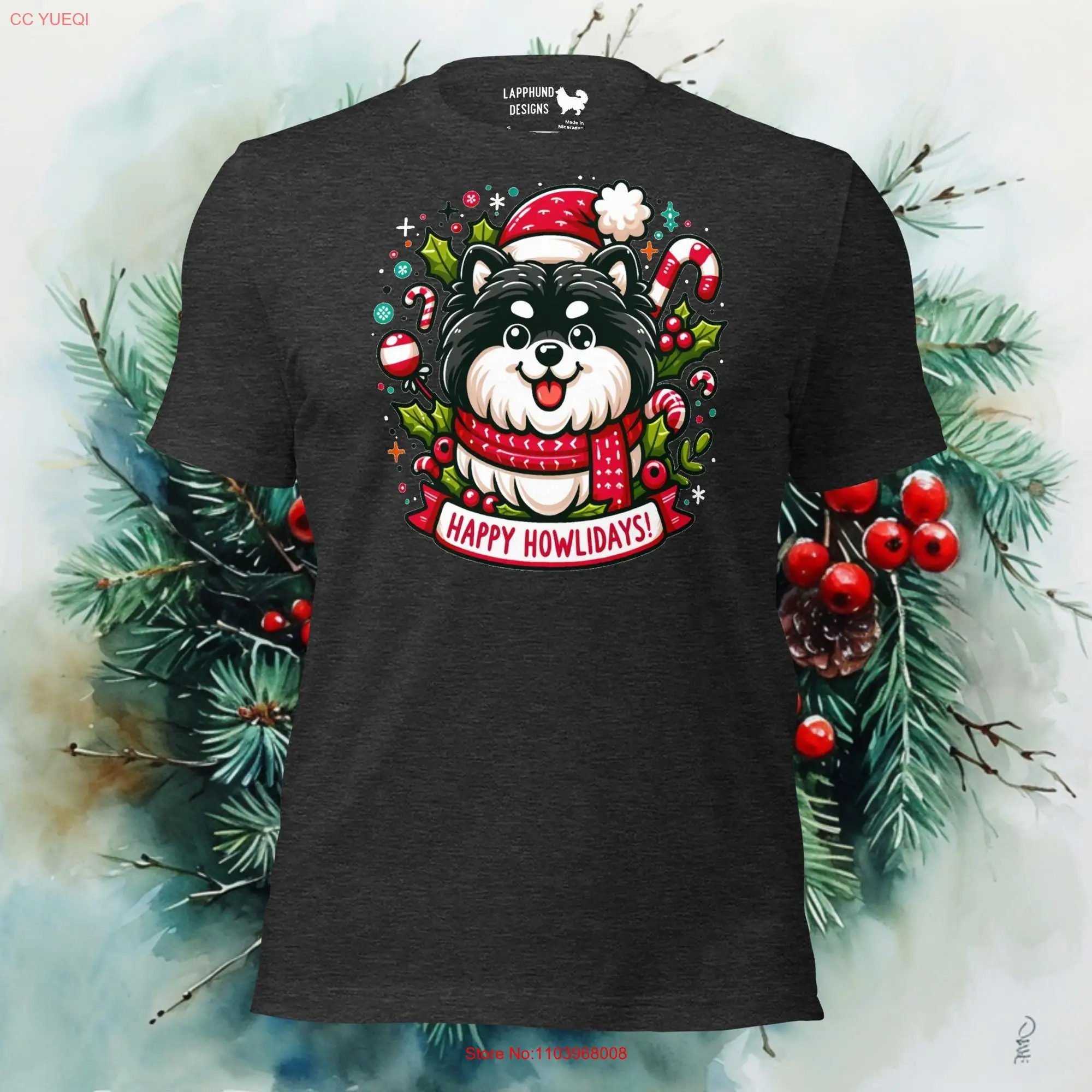 Happy Howlidays Finnish Lapphund Christmas T Shirt Festive Dog Lover Apparel Cute Holiday for Pet Owners