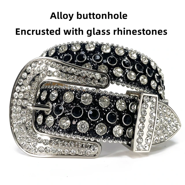 Fashion Trend Rivet Rhinestone Inlay Pearlescent Lacquer Wide Belt 2