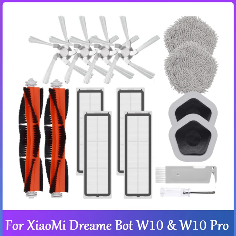 

16Pcs HEPA Filter Main Side Brush Mop Cloth And Mop Holder For Xiaomi Dreame Bot W10 & W10 Pro Robot Vacuum Cleaner Kit A