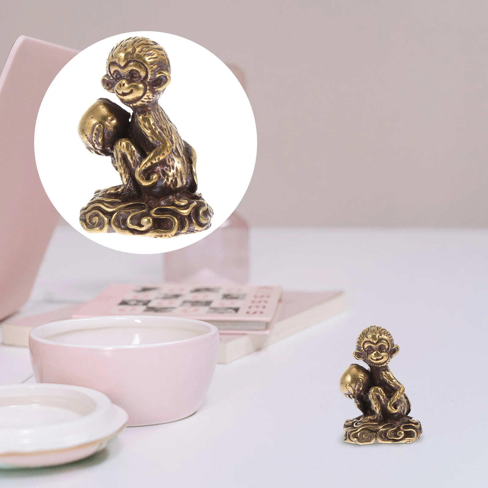 

Pendant Desktop Mini Decor Home Monkey Adornment Exquisite Copper Shaped Small Statue Craft Ornament