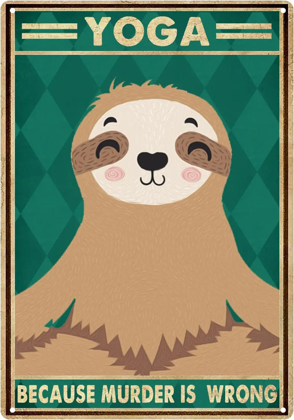 

Yoga Because Murder is the Wrong Sign Vintage Metal Tin Sign Cute Vintage Tin Sign Wall Decoration Bar Cafe