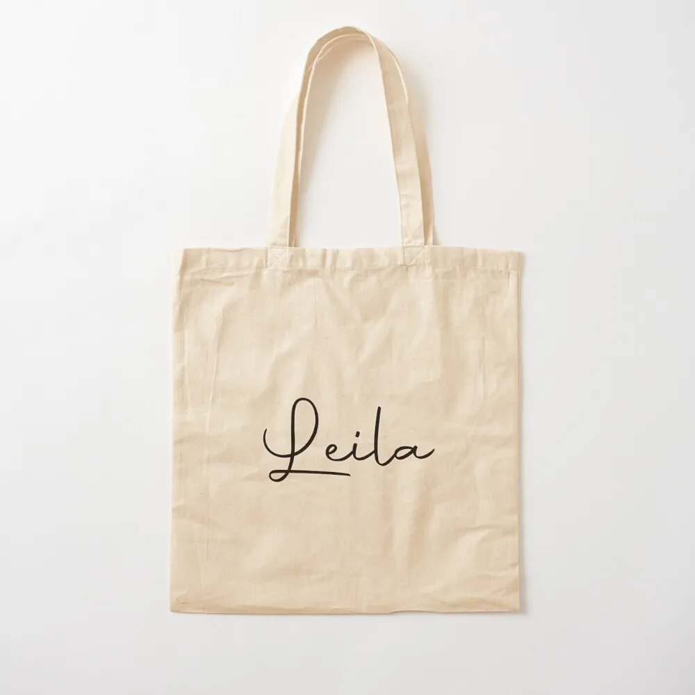 Leila Cursive Name Label Tote Bag Портативная сумка для покупок Тканевая Холщовая