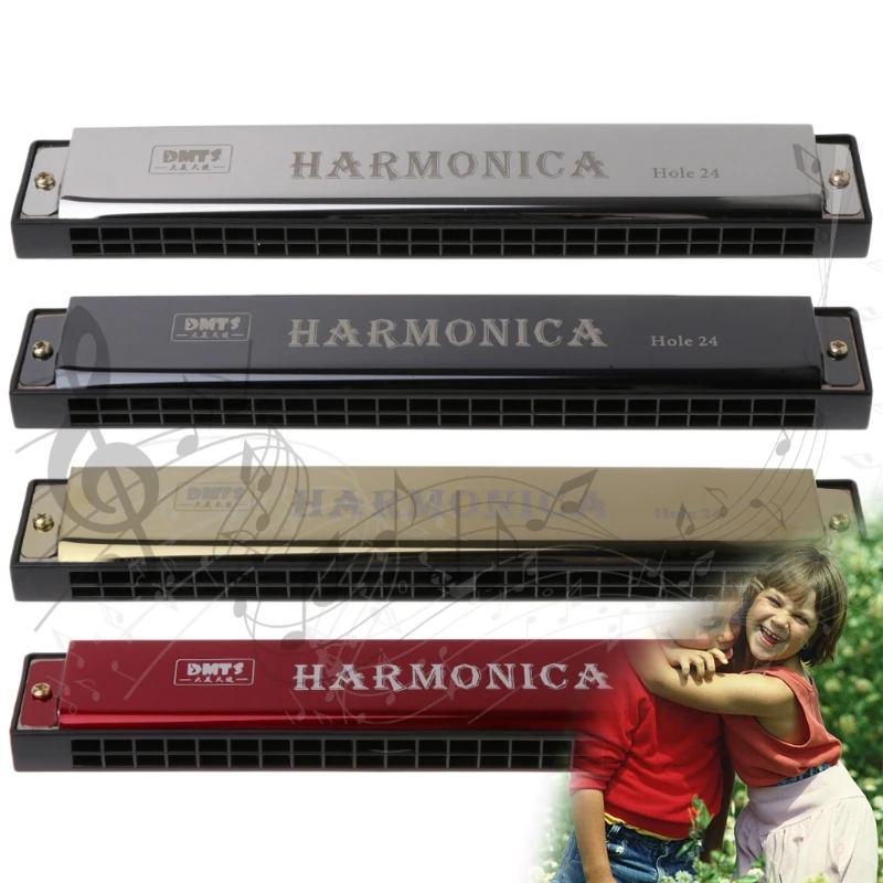 

Professional 24 Hole Harmonica Mouth Metal Organ for Beginners Musical Instruments Harmonica Harp Harmonium Blues Clues 2022